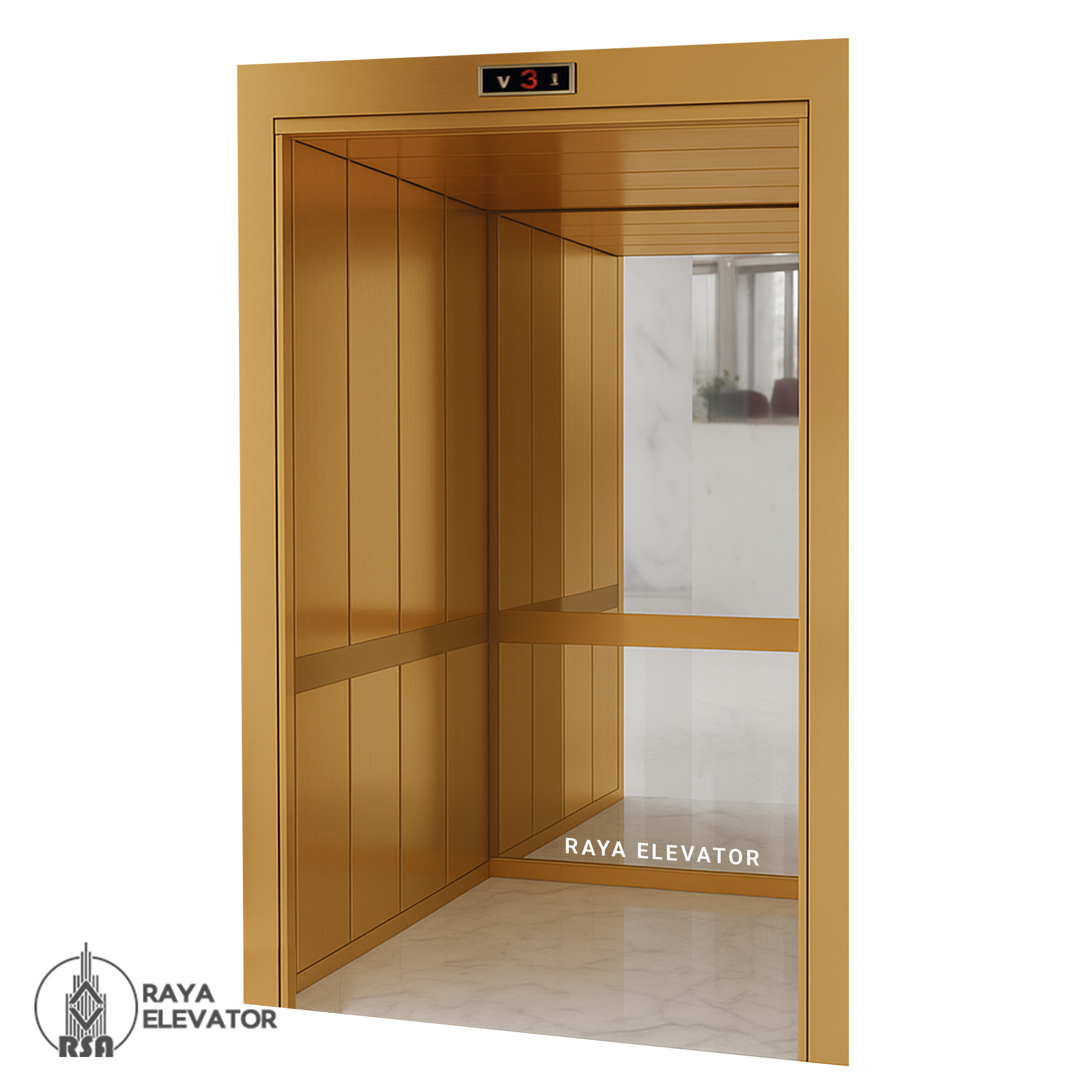 کابین آسانسور استیل کد 3760 LUTOS طلایی1