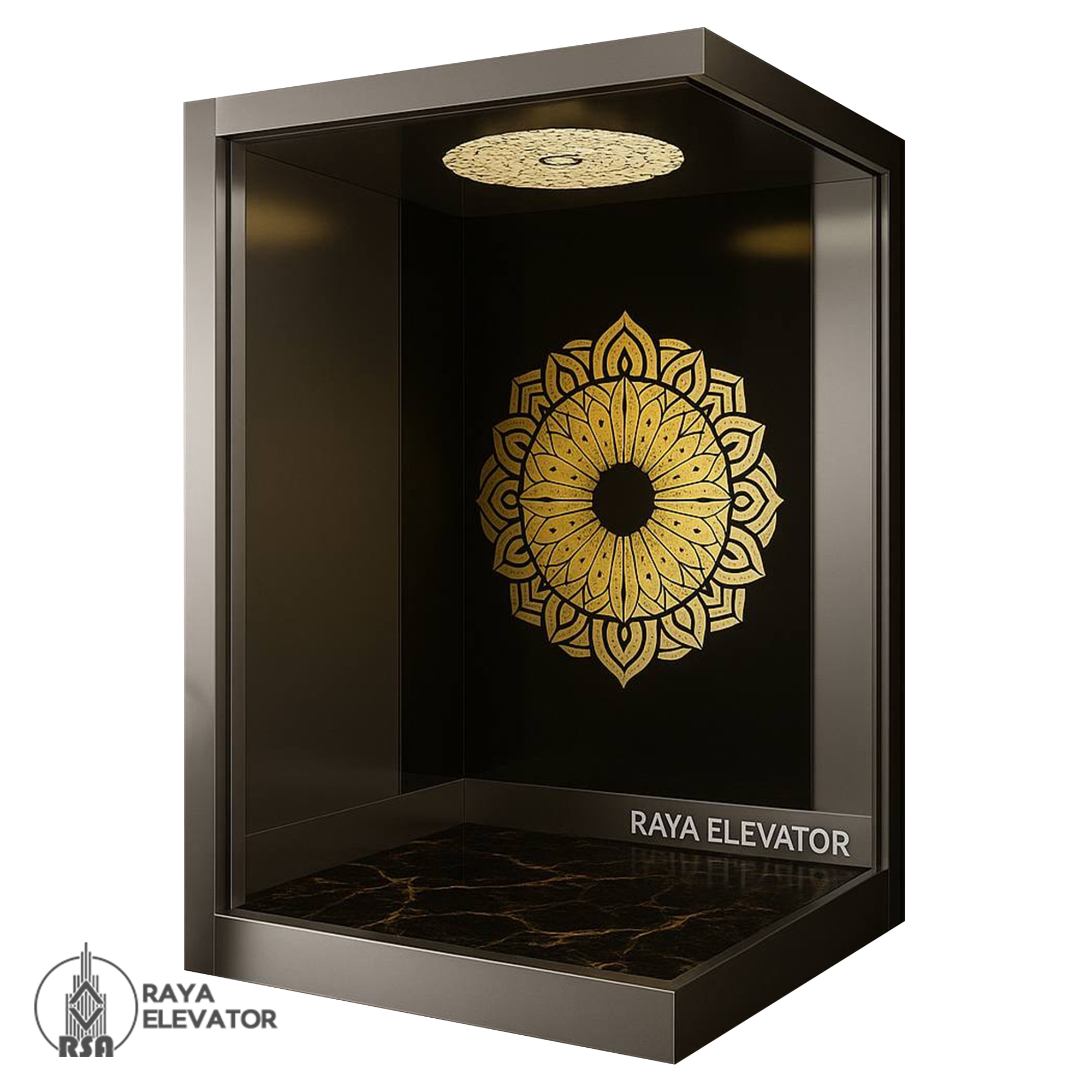کابین آسانسور استیل کد3846 طرح هیرو دودی