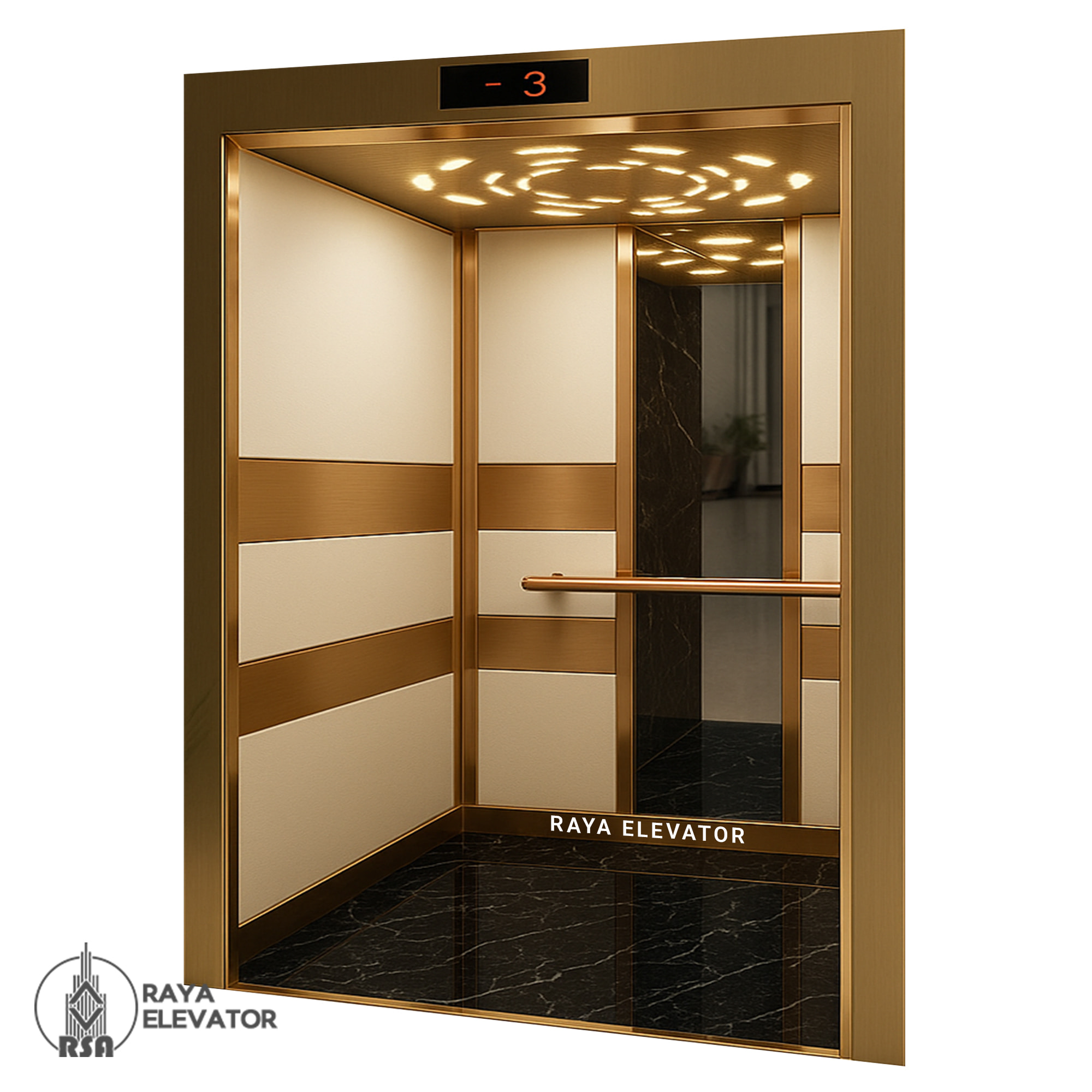 کابین آسانسور ام دی اف استیل کد3856 طرح سرو