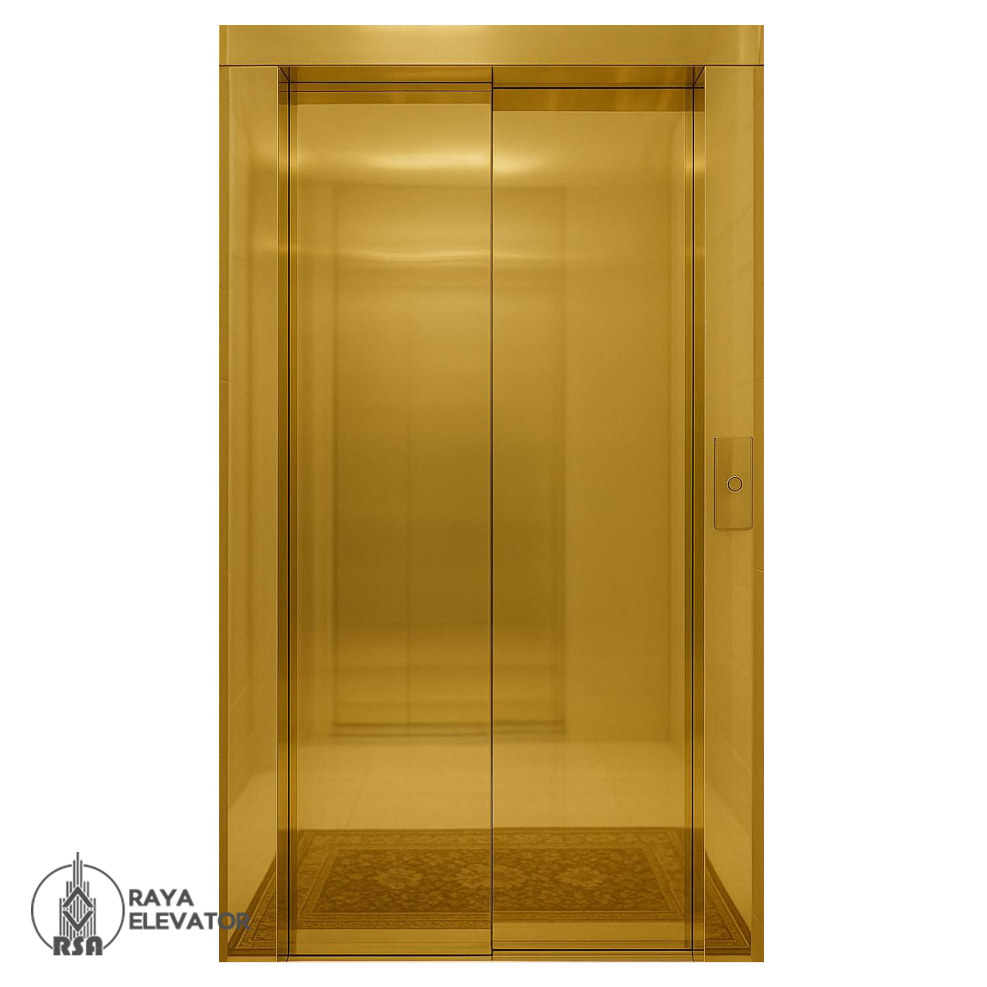 استیل درب آسانسور طلایی آینه ای