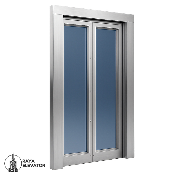 لته شیشه درب اتوماتیک آسانسور آبی