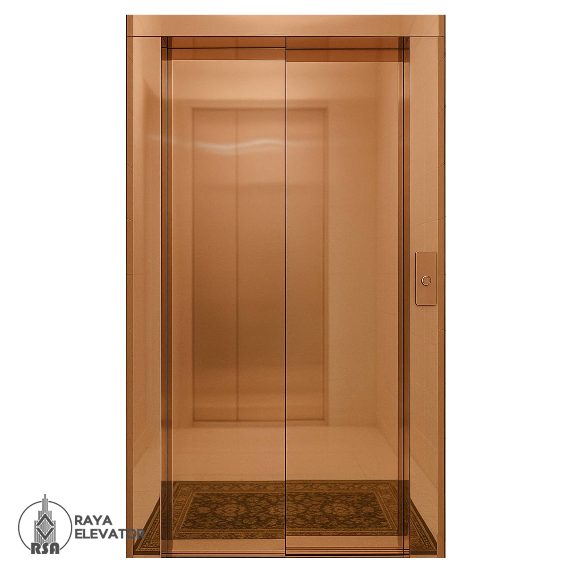 استیل درب آسانسور رزگلد آینه ای