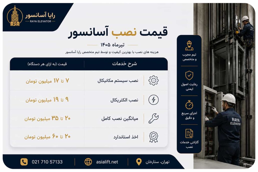 قیمت نصب آسانسور