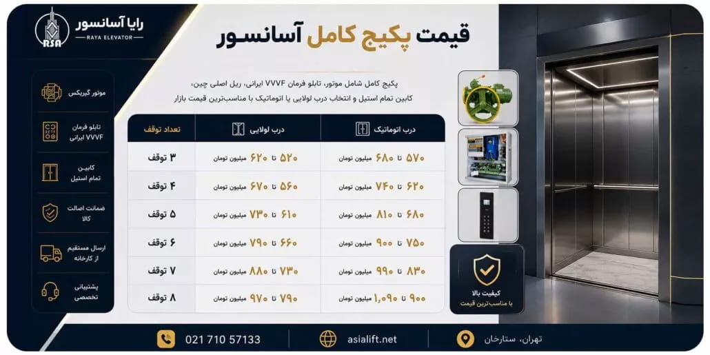 قیمت پکیج کامل آسانسور