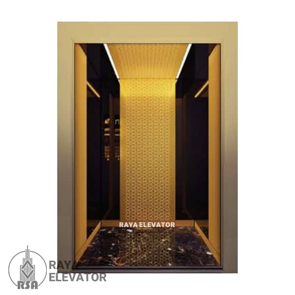 کابین آسانسور استیل خشدار طلایی