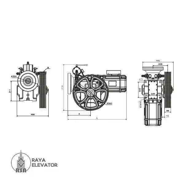 ابعاد موتور بهران 7.3 کیلووات