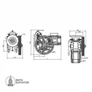 ابعاد موتور آسانسور بهران6.1